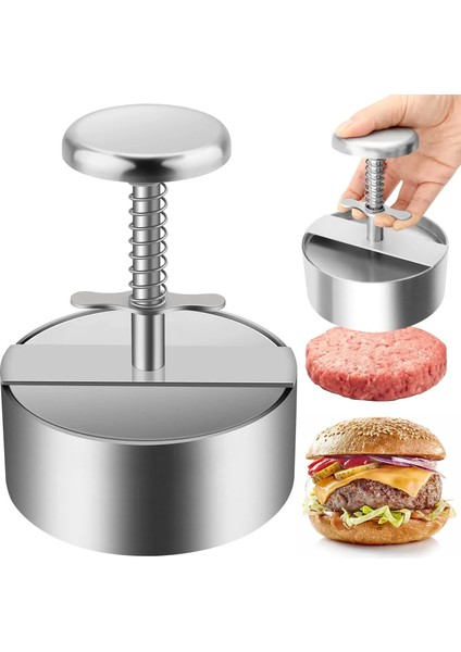 8 cm 304 Paslanmaz Çelik Hamburger Et Presi Burger Patty Maker Kalıp Manuel Kek Sığır Eti Domuz Pirinç Pres Yapma Kalıpları Izgara Et Aracı (Yurt Dışından) modelleri