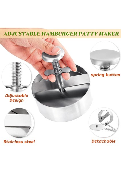 8 cm 304 Paslanmaz Çelik Hamburger Et Presi Burger Patty Maker Kalıp Manuel Kek Sığır Eti Domuz Pirinç Pres Yapma Kalıpları Izgara Et Aracı (Yurt Dışından) indirimleri