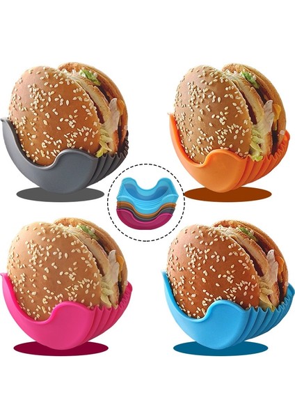 Mor Geri Çekilebilir Silikon Yeniden Kullanılabilir Hamburger Konteyner Kutusu Sandviç Tutucu Bun Kabuğu Sığır Basın Patty Kalıp Mutfak Aracı (Yurt Dışından)
