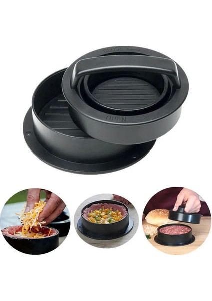 Siyah Ohfın Abs Patty Maker Kalıp Makinesi Hamburger Presi Yuvarlak Şekil Yapışmaz Şef Köfte Hamburger Eti Sığır Izgara Burger Presi (Yurt Dışından)