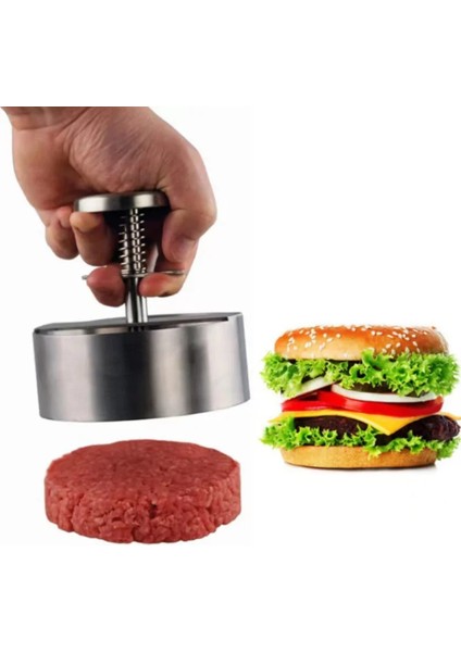 140 mm Hamburg Presi 304 Paslanmaz Çelik Hamburger Köftesi Makinesi Domuz Eti Sığır Eti Hamburger Manuel Pres Kalıp Izgara Barbekü Aracı Mutfak Kalıp (Yurt Dışından)