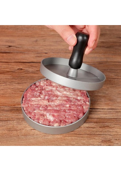 Siyah 1 Takım Yüksek Kaliteli Yuvarlak Hamburger Kalıp Alüminyum Alaşımlı Hamburger Eti Sığır Barbekü Burger Et Presi Mutfak Gıda Kalıp (Yurt Dışından)