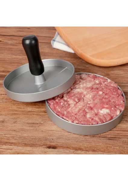 Siyah 1 Takım Yüksek Kaliteli Yuvarlak Hamburger Kalıp Alüminyum Alaşımlı Hamburger Eti Sığır Barbekü Burger Et Presi Mutfak Gıda Kalıp (Yurt Dışından)