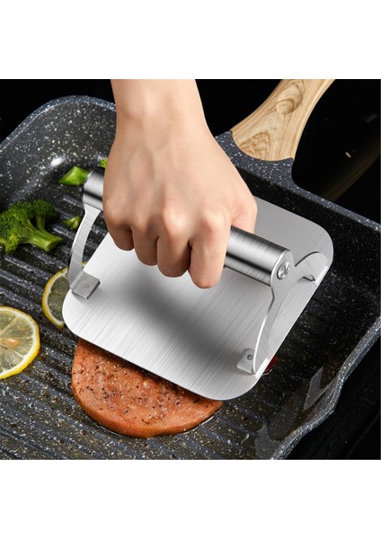 Yuvarlak Paslanmaz Çelik Humberger Kek Basın Kalıpları Et Dilimleme Izgara Smash Burger Presi Köfte Makinesi Aracı Çekiç Kırma Tenderizer (Yurt Dışından)