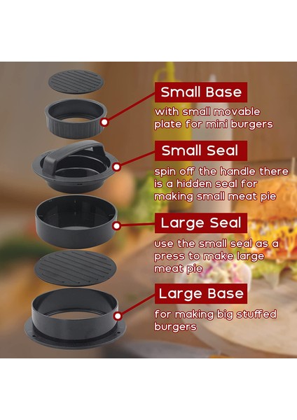 3 In 1 Abs Gıda Sınıfı Abs Hamburger Et Basın Makinesi Yapışmaz Doldurulmuş Burger Presi Sığır Pie Patty Maker Kalıp Barbekü Izgara Mutfak Aksesuarları (Yurt Dışından)