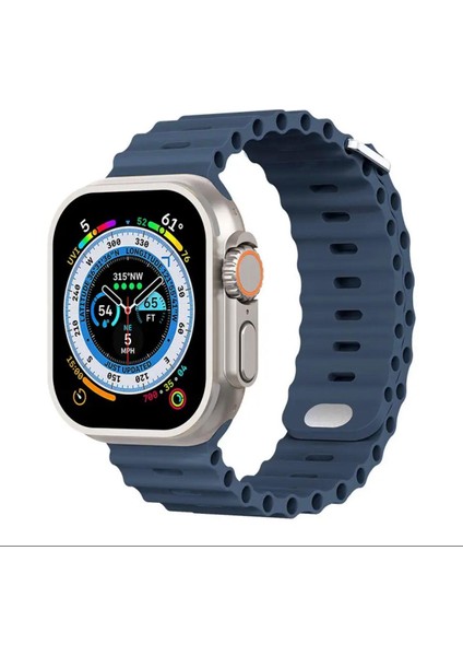 Akıllı Saat Watch için Uyumlu 42MM 44MM 45MM 49MM 1/2/3/4/5/6/se/7/8/ultra Akıllı Saat Silikon Kordon ve Kayışı Deep Blue