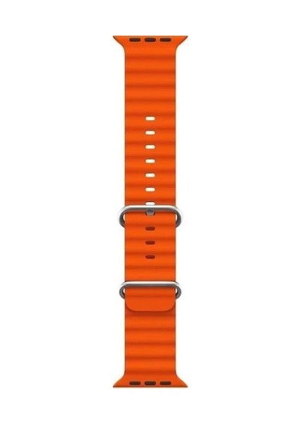 Akıllı Saat Watch için Uyumlu 42MM 44MM 45MM 49MM 1/2/3/4/5/6/se/7/8/ultra Akıllı Saat Silikon Kordon ve Kayışı Turuncu