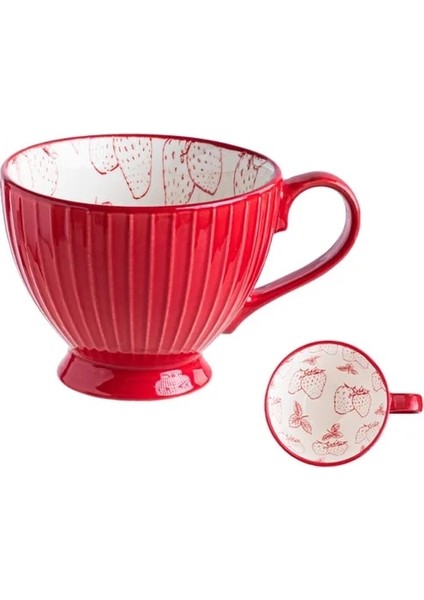 J Seramik Kahve Fincanı Kahvaltı Gevreği Sevimli Seramik Bardak Süt Ev Büyük Kapasiteli Yulaf Ezmesi Kupa Mutfak Drinkware Ev Dekor (Yurt Dışından)