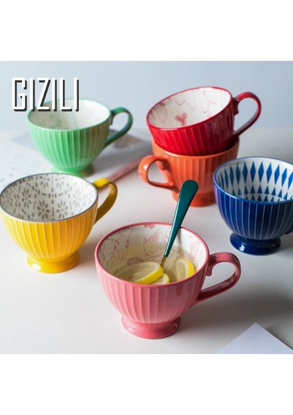 J Seramik Kahve Fincanı Kahvaltı Gevreği Sevimli Seramik Bardak Süt Ev Büyük Kapasiteli Yulaf Ezmesi Kupa Mutfak Drinkware Ev Dekor (Yurt Dışından)