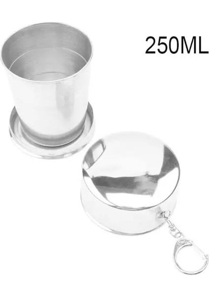 250 ml Paslanmaz Çelik Katlanır Bardak Açık Seyahat Için Taşınabilir Geri Çekilebilir Teleskopik Katlanabilir Bardak Anahtarlık ile (Yurt Dışından)