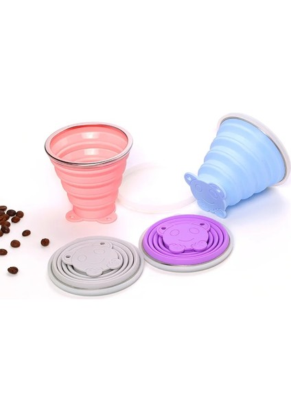 Stil 1 270 ml Toz Geçirmez Kapak Kapak Açık Kahve Fincanları Geri Çekilebilir Seyahat Copa / Paslanmaz Çelik Silikon Katlanır Bardak Kordon ile (Yurt Dışından) modelleri