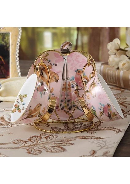 Kremalı Kase Kemik Çini Kahve Fincan Seti Pembe Kuş Porselen Çay Bardağı Seti Gelişmiş Seramik Pot Kupa Şekerlik Kremalı Demlik Süt Sürahisi Çay Seti (Yurt Dışından) fırsatları