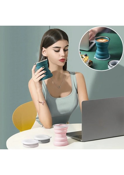 Beyaz 320 ml Silikon Katlanır Su Bardağı Taşınabilir Teleskopik Kapaklı Bardak Açık Isıya Dayanıklı Kupa Katlanabilir Seyahat Içme Bardağı (Yurt Dışından)