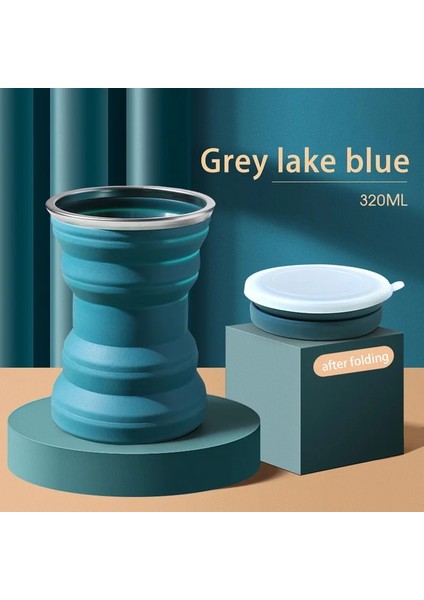 Beyaz 320 ml Silikon Katlanır Su Bardağı Taşınabilir Teleskopik Kapaklı Bardak Açık Isıya Dayanıklı Kupa Katlanabilir Seyahat Içme Bardağı (Yurt Dışından)