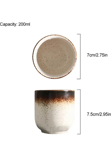 B 200ML 200ML Japon Tarzı Espresso Fincanı Kahve Fincanları Seramik Kupalar Cafe Latte Kungfu Çay Fincanı Retro Kahve Takımı (Yurt Dışından)
