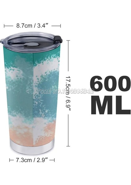 20 Oz Renk Bloklu Su Seyahat Kahve Kupa 20 Oz Araba Bardak Kahve Termos Kupa Içme Bardağı Hediye Için Renk Blok Su Renk Blok Su C (Yurt Dışından)