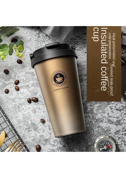 Siyah 500 ml Basit Isı Yalıtım Kahve Fincanı Erkek ve Kadın Ofis Kapaklı Taşınabilir Eşlik Eden Kupa Paslanmaz Çelik Bardak (Yurt Dışından) fiyatları