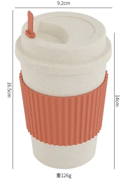 Pembe 450 ml Yeniden Kullanılabilir Kapaklı Kahve Fincanları Buğday Samanı Taşınabilir Kahve Fincanı Bulaşık Makinesinde Yıkanabilir Çevre Dostu Kahve Kupa Kahve Çay Espresso Bardak (Yurt Dışından)