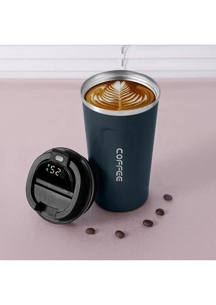 Mavi 510 ml Kahve Kupa Araba Termos Kupa Sızdırmaz Seyahat Termo Bardak Çay Su Kahve Termo Cafe 380/510 ml Çift Paslanmaz Çelik (Yurt Dışından)