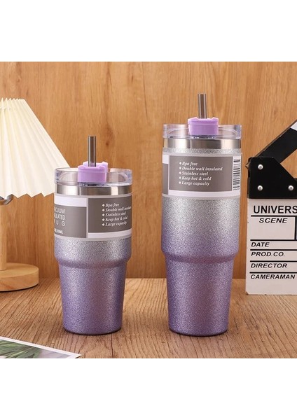Gradyan 2 30OZ900ML 30OZ 20OZ Saman Kahve Yalıtım Kulplu Fincan Taşınabilir Araba Paslanmaz Çelik Su Şişesi Büyük Kapasiteli Seyahat Bira Kupası (Yurt Dışından)
