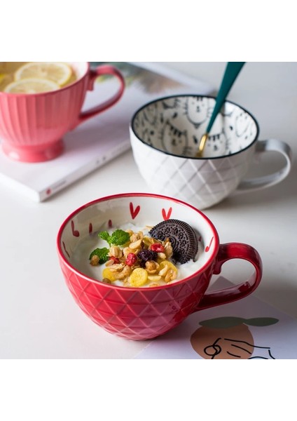 C Seramik Kahve Fincanı Kahvaltı Gevreği Sevimli Seramik Bardak Süt Ev Büyük Kapasiteli Yulaf Ezmesi Kupa Mutfak Drinkware Ev Dekor (Yurt Dışından) fırsatları
