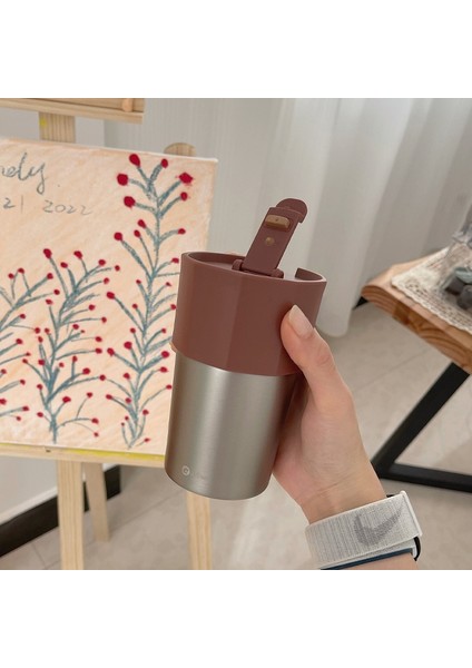 Gri 300ML Kahve Termos Bardak Yüksek Görünüm Seviyesi 304 Paslanmaz Çelik Su Bardağı Araca Monte Refakatçi Bardak Sevimli Mini Küçük Kahve Fincanı (Yurt Dışından) fiyatları