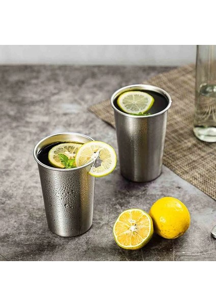 Gümüş Premium Paslanmaz Çelik Bardaklar 16 Oz Pint Bardak Bardak (8 Paket) - Istiflenebilir Dayanıklı Bardak (Yurt Dışından)