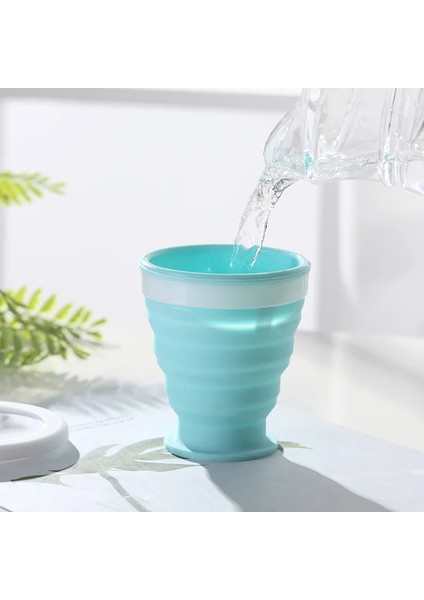 Mavi 100 ml Silikon Katlanır Kupa 60-350 ml Seyahat Kamp Arkadaşı Fincan Gıda Sınıfı Silikon Paslanmaz Çelik Çocuk Fincan Taşımak Için Okul Açık Kahve Handcup (Yurt Dışından)