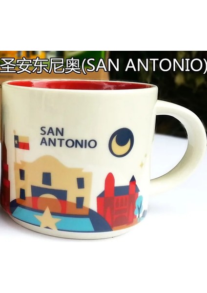 San Antonio Küresel Koleksiyon Seramik Kahve Fincanı Abd Şehir Kemik Çini Kupa New York Los Angeles San Francisco Portland Dallas Toronto Miami (Yurt Dışından)