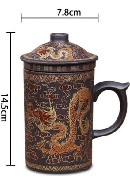 El Yapımı Yixing El Boyalı Ejderha Güzellik Mor Kil Çay Kapaklı Kupa ve Demlik Ofis Çay Fincanı Seramik Su Kupa Drinkware (Yurt Dışından)