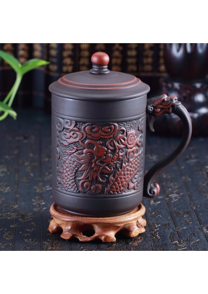 El Yapımı Yixing El Boyalı Ejderha Güzellik Mor Kil Çay Kapaklı Kupa ve Demlik Ofis Çay Fincanı Seramik Su Kupa Drinkware (Yurt Dışından)