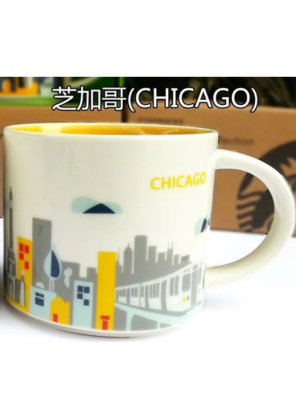 Chicago Küresel Koleksiyon Seramik Kahve Fincanı Abd Şehir Kemik Çini Kupa New York Los Angeles San Francisco Portland Dallas Toronto Miami (Yurt Dışından)