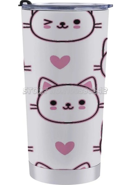 20 Oz Mutlu Kediler Seyahat Tipi Fincan Vakum Yalıtımlı Sızdırmaz Termos Kahve Kupa Kapalı Kedi Hayvanlar Komik Kediler Evcil Hayvan Yavru Kahve Kitty Tembel (Yurt Dışından)