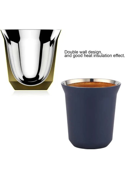 Açık Mavi 80ML 80ML/160ML 304 Paslanmaz Çelik Kahve Fincanı Çift Duvar Bardak Yalıtımlı Kapsül Bardak Süt Kupa Ev Mağaza Drinkware Espresso Bardakları (Yurt Dışından)