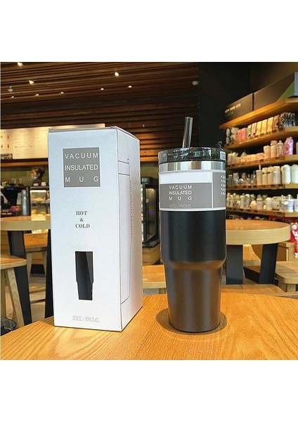 Gradyan 4 20OZ600ML 30OZ 20OZ Saman Kahve Yalıtım Kulplu Fincan Taşınabilir Araba Paslanmaz Çelik Su Şişesi Büyük Kapasiteli Seyahat Bira Kupa (Yurt Dışından)