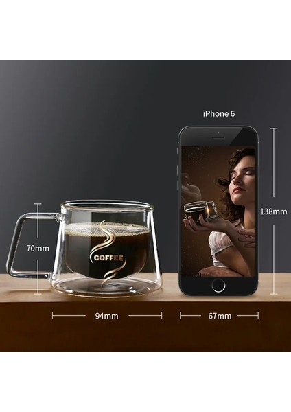 06 Çift Duvar Gözlük Espresso Kahve Kupa 200/300 ml Isıya Dayanıklı Şeffaf Cam Bardak Çift Tabanlı Drinkware Kupalar (Yurt Dışından)