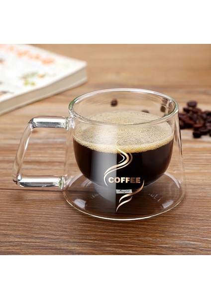 06 Çift Duvar Gözlük Espresso Kahve Kupa 200/300 ml Isıya Dayanıklı Şeffaf Cam Bardak Çift Tabanlı Drinkware Kupalar (Yurt Dışından)