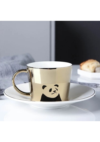 Mi-Lu G 90ML 90/230CM Ins Ayna Yansıma Yaratıcı At Anamorfik Fincan Ayna Yansıma Fincan Sinek Kuşu Kupa Kahve Çay Seti Coaster ile (Yurt Dışından)