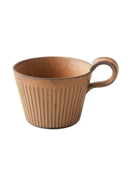 Retro Sarı 320 ml Stoneware Kahve Seti Paketi Ürünleri Set El Yapımı Japon Tarzı Retro Kahve Fincanı Seramik Kahvaltı Fincan Cappuccino Bardak (Yurt Dışından)