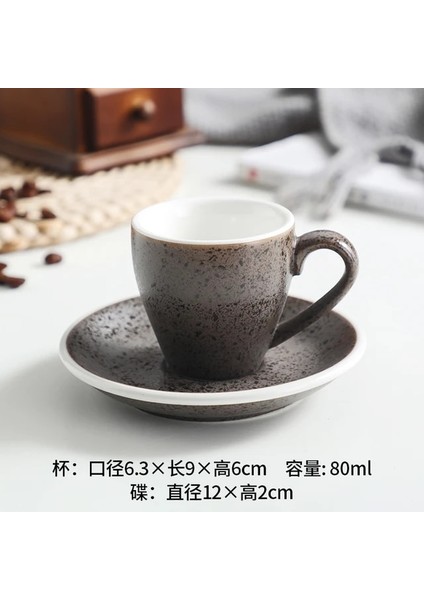 80 ml Seramik Kahve Fincan ve Çay Tabağı Seti Granit Amerikan Latte Fincan Çekme Çiçek Fincan Espresso Fincanı Cappuccino Kahve Fincanı Restoran Ev (Yurt Dışından)