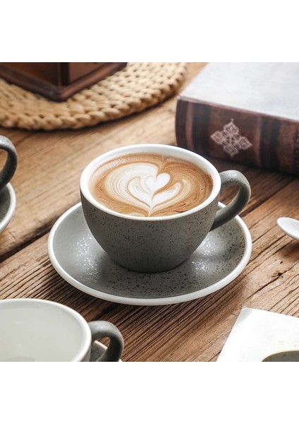 80 ml Seramik Kahve Fincan ve Çay Tabağı Seti Granit Amerikan Latte Fincan Çekme Çiçek Fincan Espresso Fincanı Cappuccino Kahve Fincanı Restoran Ev (Yurt Dışından)