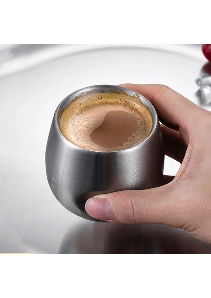 Gümüş 150 ml Leeseph Dayanıklı Kahve Kupa Espresso Fincan, 150 ml 200 ml Mutfak Aksesuarları Için Çift Yalıtım Kalın Paslanmaz Çelik Bardaklar (Yurt Dışından) fırsatları