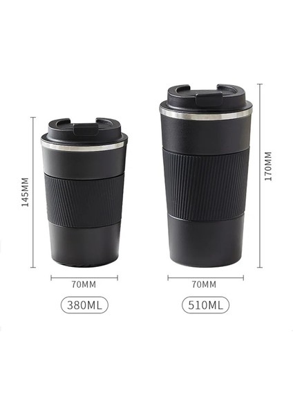 Yeşil 510 ml Seyahat Kahve Kupa Yeniden Kullanılabilir Yalıtımlı Paslanmaz Çelik Kahve Termos Seyahat Yalıtımlı Su Şişesi (Yurt Dışından)