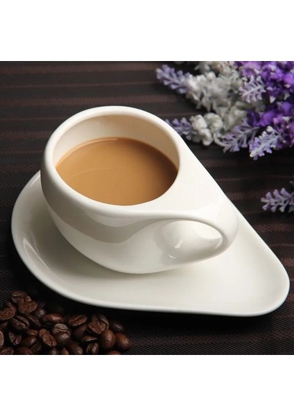 Bardak ve Tabaklar 200 ml Avrupa 200 ml Eğri Fincan Seramik Latte Kahve Fincan Seti Ev Küçük Lüks Kahvaltı Fincan Kaşığı (Yurt Dışından) modelleri