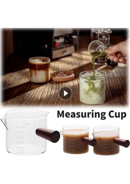04 40 ml Ahşap Saplı Cam Espresso Ölçüm Fincan Tek/çift Ağızlı Süt Sürahisi Kahve Malzemeleri Şeffaf Mutfak Ölçü Kupa Araçları (Yurt Dışından) modelleri