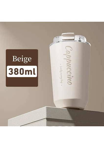 BEIGE-380ML 280ML/380ML Paslanmaz Çelik Kahve Kupa Sızdırmaz Termos Seyahat Termal Termos Yalıtımlı Bardak Süt Çay Su Şişesi (Yurt Dışından)