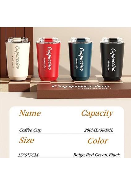 BEIGE-380ML 280ML/380ML Paslanmaz Çelik Kahve Kupa Sızdırmaz Termos Seyahat Termal Termos Yalıtımlı Bardak Süt Çay Su Şişesi (Yurt Dışından)