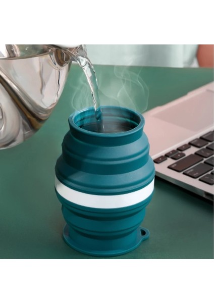 WHITE-B-350ML Silikon Katlanabilir Seyahat Kupası 320/350ML Katlanır Kahve Fincanı Kapaklı Yeniden Kullanılabilir Geri Çekilebilir Su Bardağı Açık Hava Yürüyüş Kamp Için (Yurt Dışından)