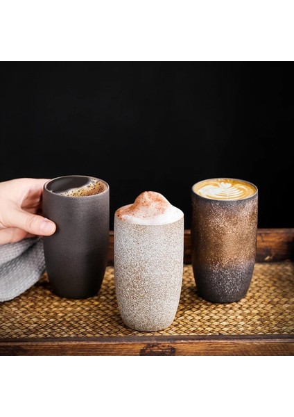Vintage Çömlek Espresso Fincan 8 Oz 230 ml Seramik Çay Bardağı Yaratıcı Tasarım Ev Retro Su Ofis Latte Bardak Iş Hediye (Yurt Dışından)