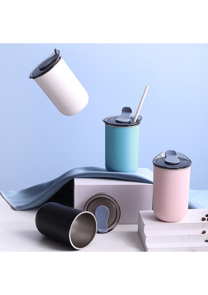 Siyah 300ML Kahve Fincanları Coffeeware 304 Paslanmaz Çelik Kahve Fincanı Büyük Kapasiteli Su Bardağı Taşınabilir Seyahat Kahve Fincanı Açık Kafeterya Fincan 300ML (Yurt Dışından) fırsatları